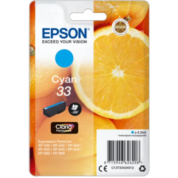 Tinteiro Epson 33 Azul Original Série Laranjas (C13T33424012)